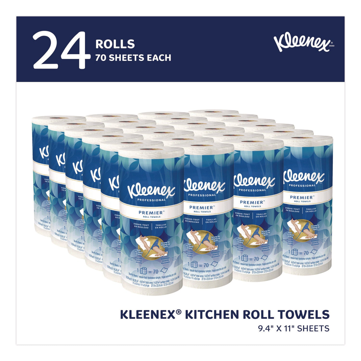 Kleenex&reg; Premier Kitchen Paper Towels - 1 Ply - 10.40" Width x 11" Length - 70 Sheets/Roll - White - Paper - 1 Roll