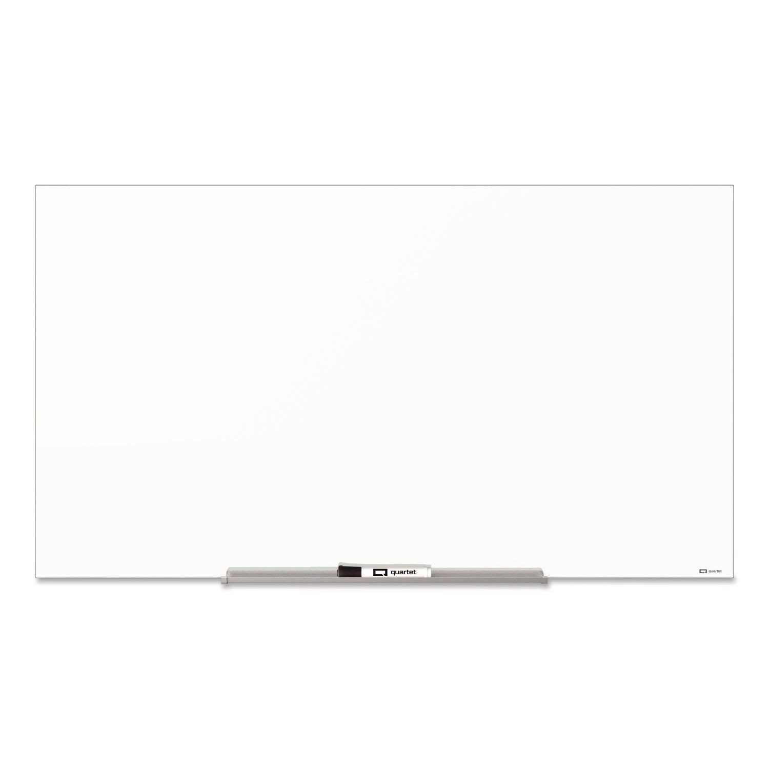 Quartet InvisaMount Magnetic Glass Dry-Erase Board, 74" x 42", White Tempered Glass, Horizontal, Magnetic, Frameless, Includes Marker Tray, 1 Dry Erase Marker, 2 Magnets, 1 Each