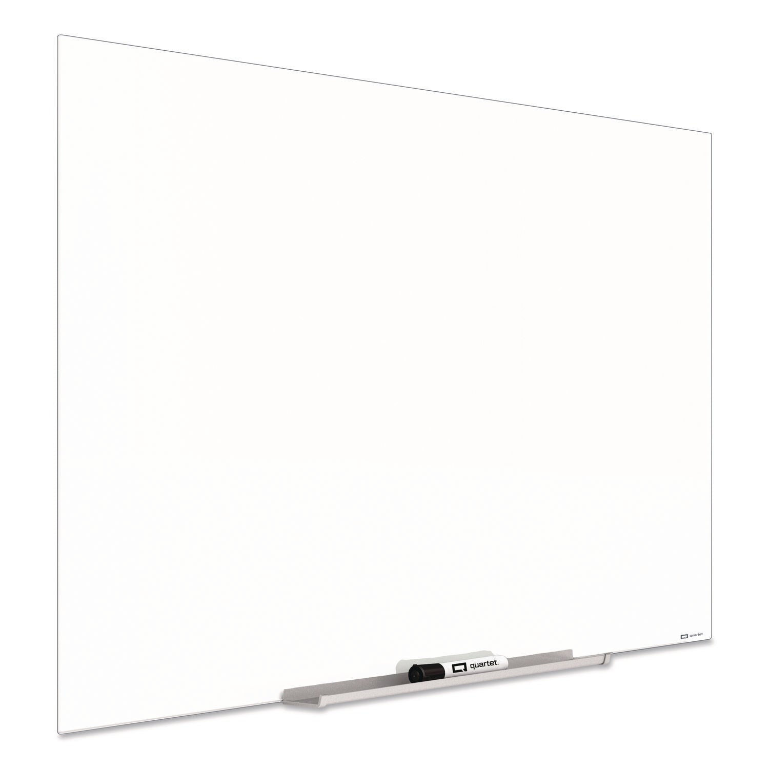 Quartet InvisaMount Magnetic Glass Dry-Erase Board, 74" x 42", White Tempered Glass, Horizontal, Magnetic, Frameless, Includes Marker Tray, 1 Dry Erase Marker, 2 Magnets, 1 Each