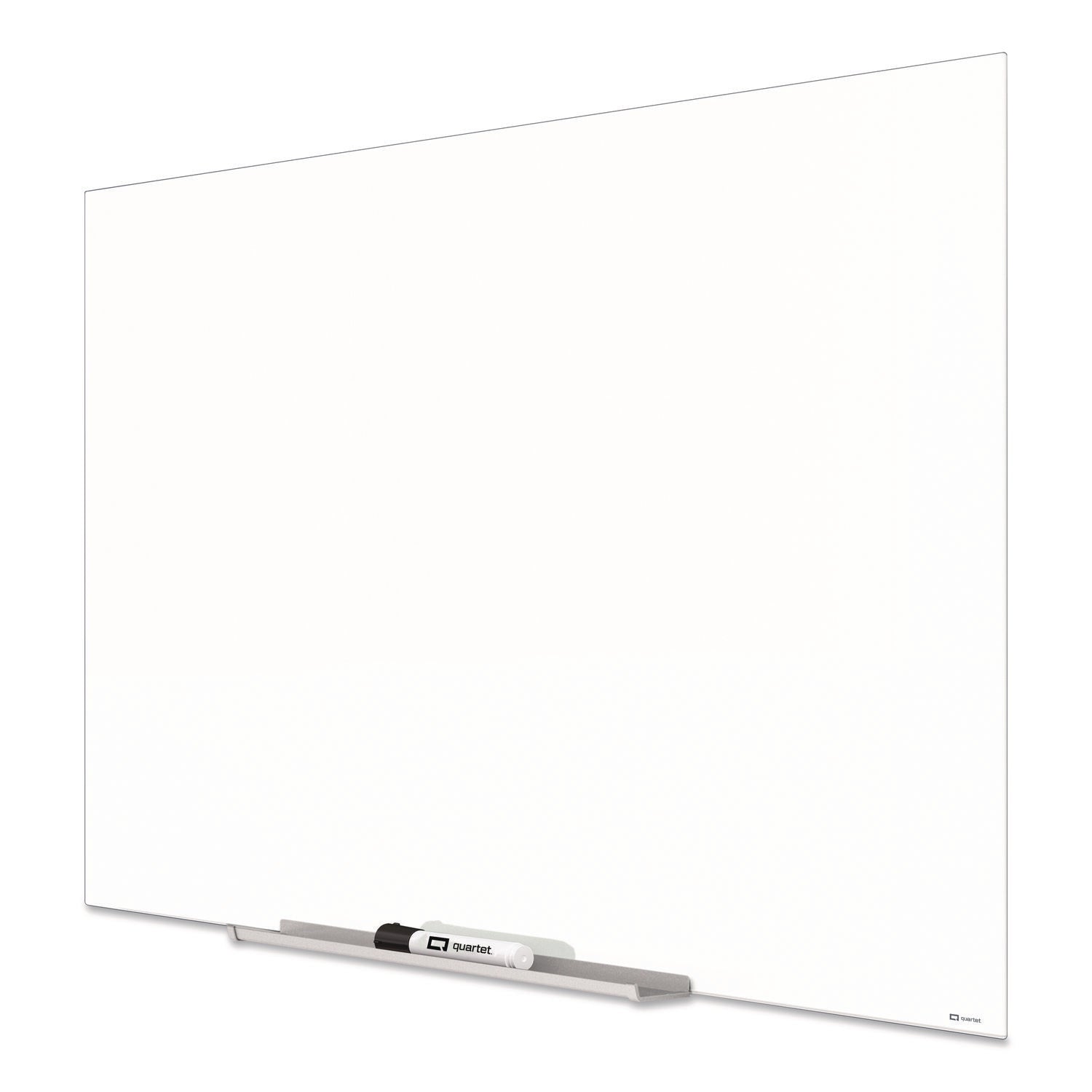 Quartet InvisaMount Magnetic Glass Dry-Erase Board, 74" x 42", White Tempered Glass, Horizontal, Magnetic, Frameless, Includes Marker Tray, 1 Dry Erase Marker, 2 Magnets, 1 Each