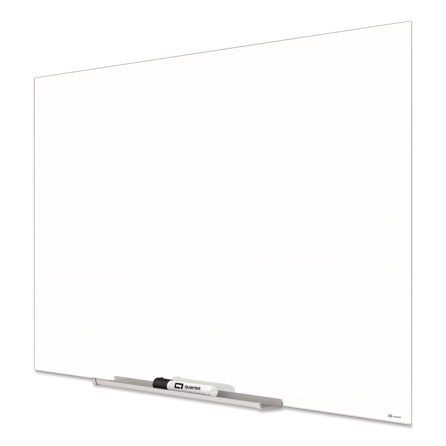 Quartet InvisaMount Magnetic Glass Dry-Erase Board, 39" x 22", White Tempered Glass, Horizontal, Frameless, Magnetic, Includes Marker Tray and Dry Erase Marker, 1 Each