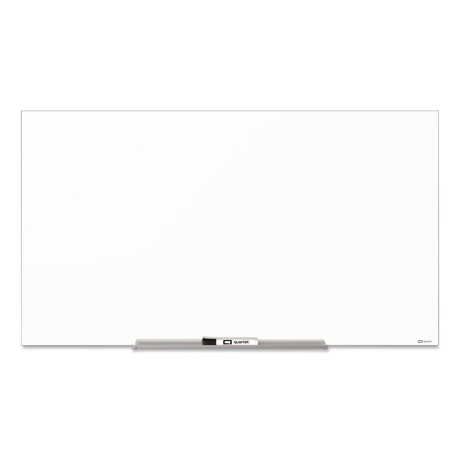 Quartet InvisaMount Magnetic Glass Dry-Erase Board, 85" x 48", White Tempered Glass, Horizontal, Magnetic, Frameless, Includes Marker Tray, Dry Erase Marker, and 2 Magnets, 1 Each