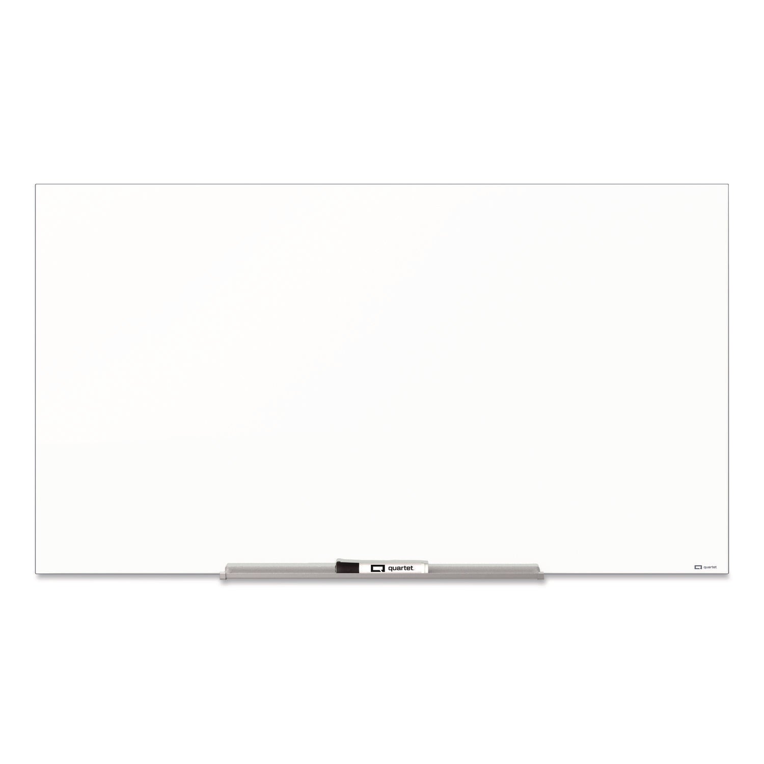 Quartet InvisaMount Magnetic Glass Dry-Erase Board, 50" x 28", White Tempered Glass, Horizontal, Magnetic, Frameless, Includes Marker Tray and Dry Erase Marker, 1 Each