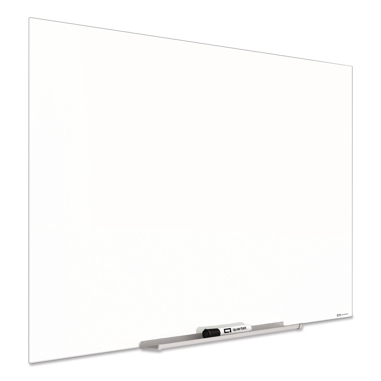 Quartet InvisaMount Magnetic Glass Dry-Erase Board, 50" x 28", White Tempered Glass, Horizontal, Magnetic, Frameless, Includes Marker Tray and Dry Erase Marker, 1 Each