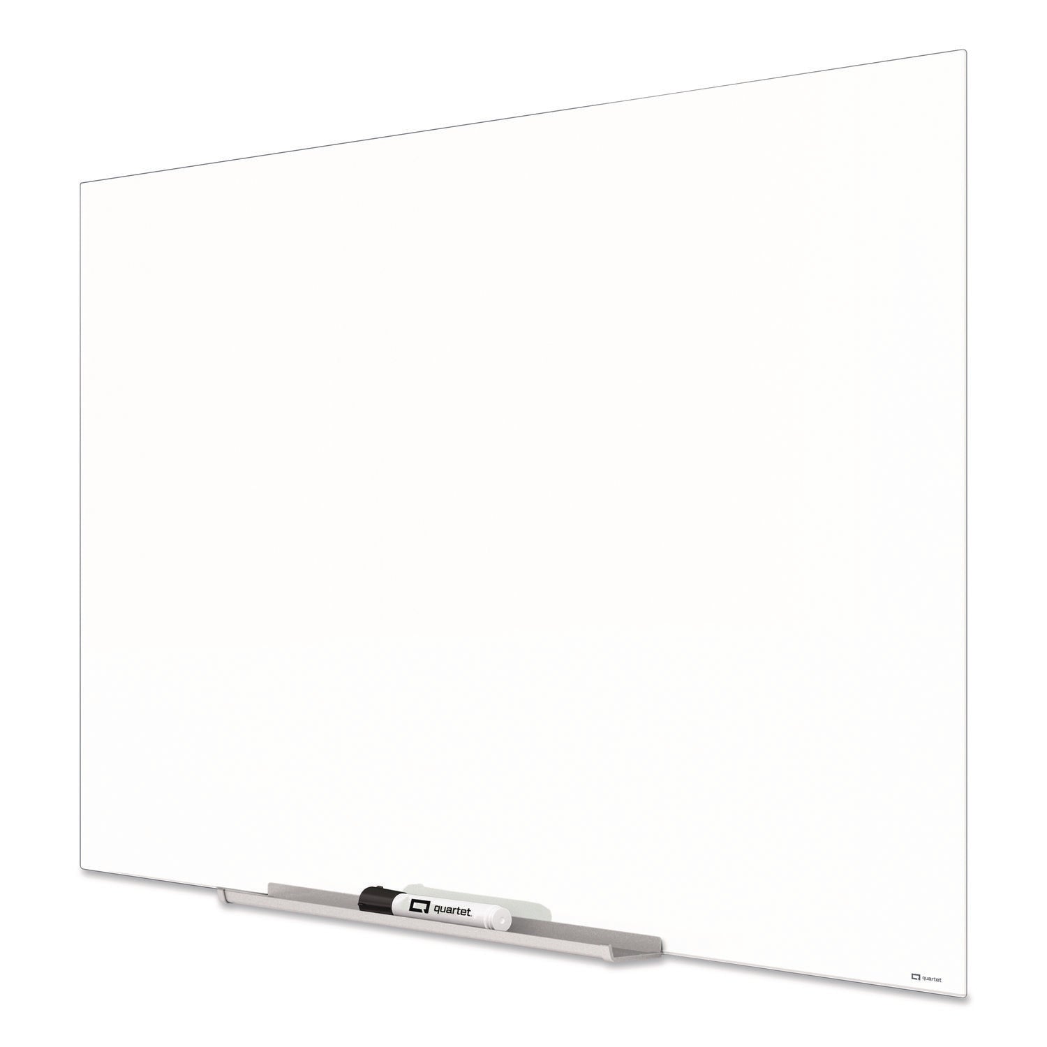 Quartet InvisaMount Magnetic Glass Dry-Erase Board, 50" x 28", White Tempered Glass, Horizontal, Magnetic, Frameless, Includes Marker Tray and Dry Erase Marker, 1 Each