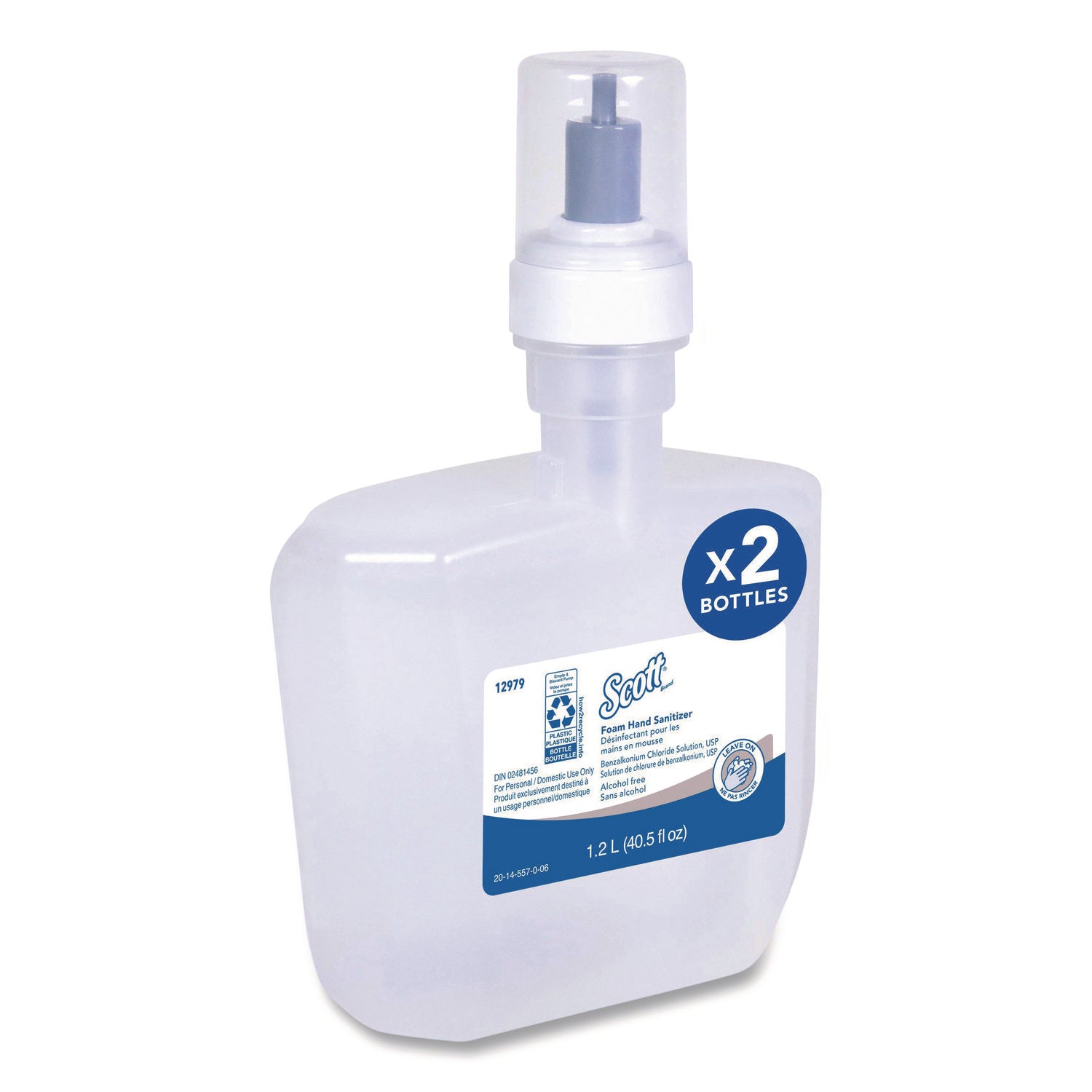 1.27 quart - Touchless Dispenser - Kill Germs - Hand, Skin - Moisturizing - Clear - Dye-free, Fragrance-free - 2 / Carton
