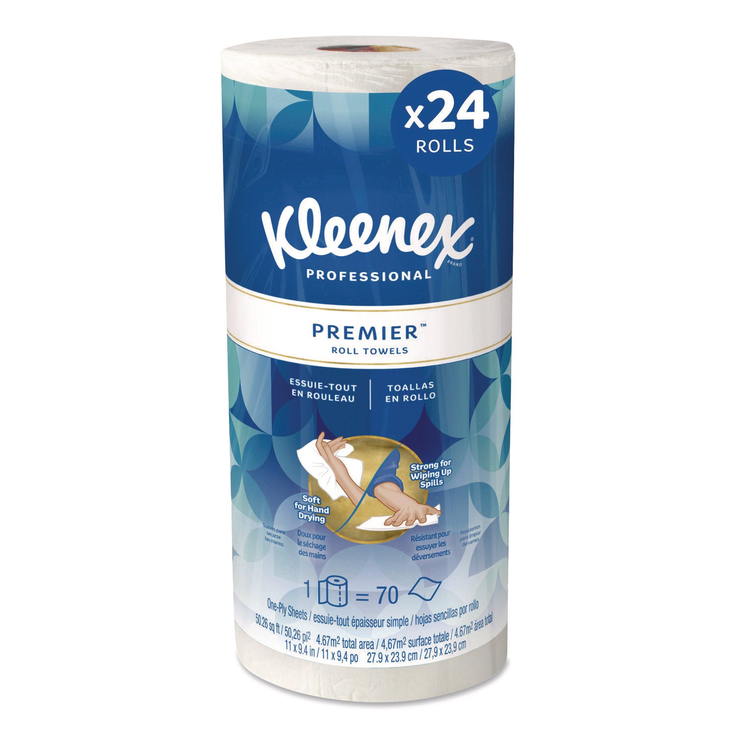 Kleenex&reg; Premier Kitchen Paper Towels - 1 Ply - 10.40" Width x 11" Length - 70 Sheets/Roll - White - Paper - 1 Roll