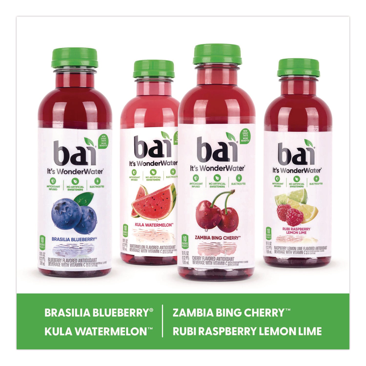 Kula Watermelon, Rubi Raspberry Lemon Lime, Brasilia Blueberry, Zambia Bing Cherry - 15 / Carton