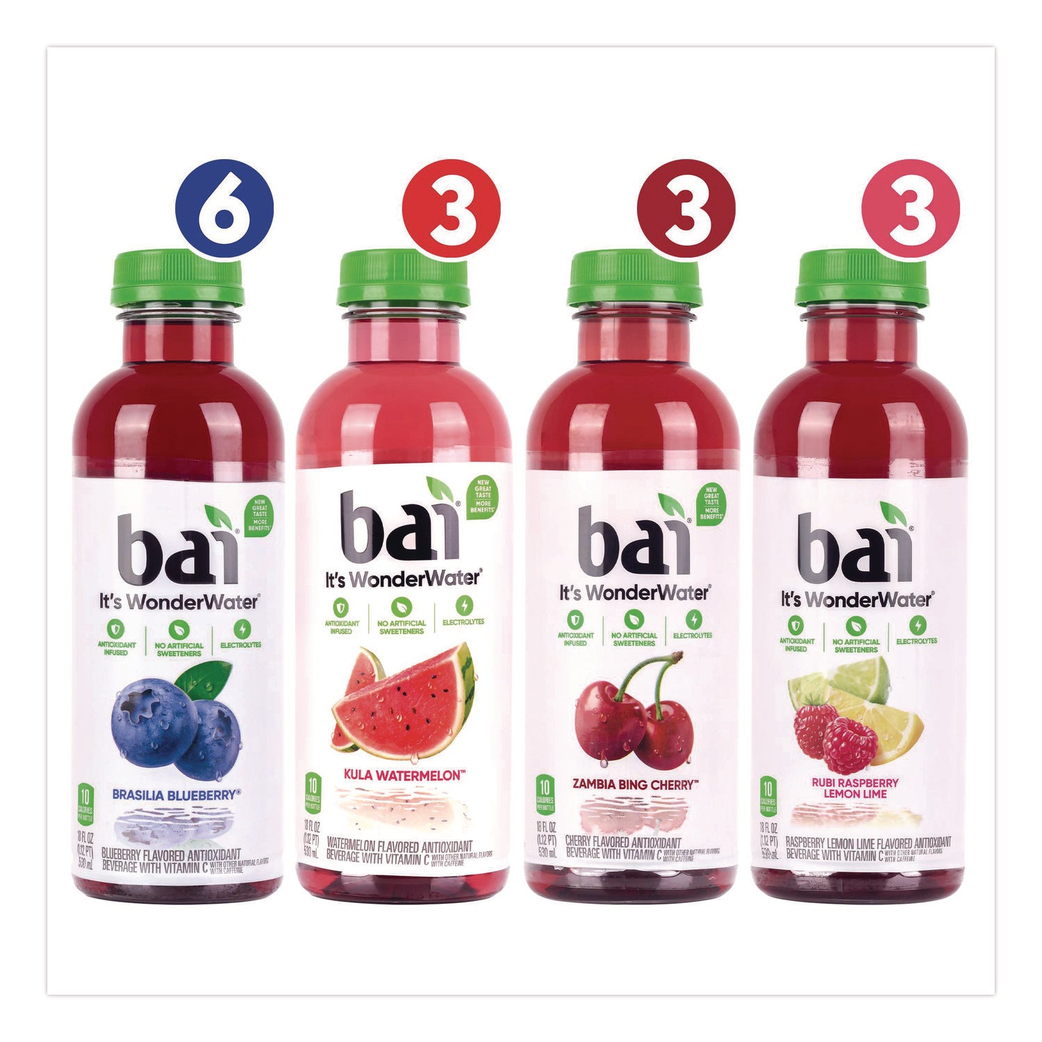 Kula Watermelon, Rubi Raspberry Lemon Lime, Brasilia Blueberry, Zambia Bing Cherry - 15 / Carton