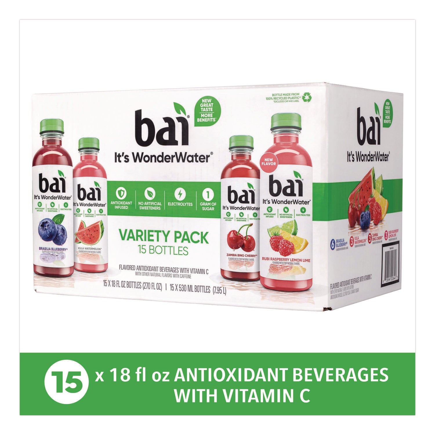 Kula Watermelon, Rubi Raspberry Lemon Lime, Brasilia Blueberry, Zambia Bing Cherry - 15 / Carton