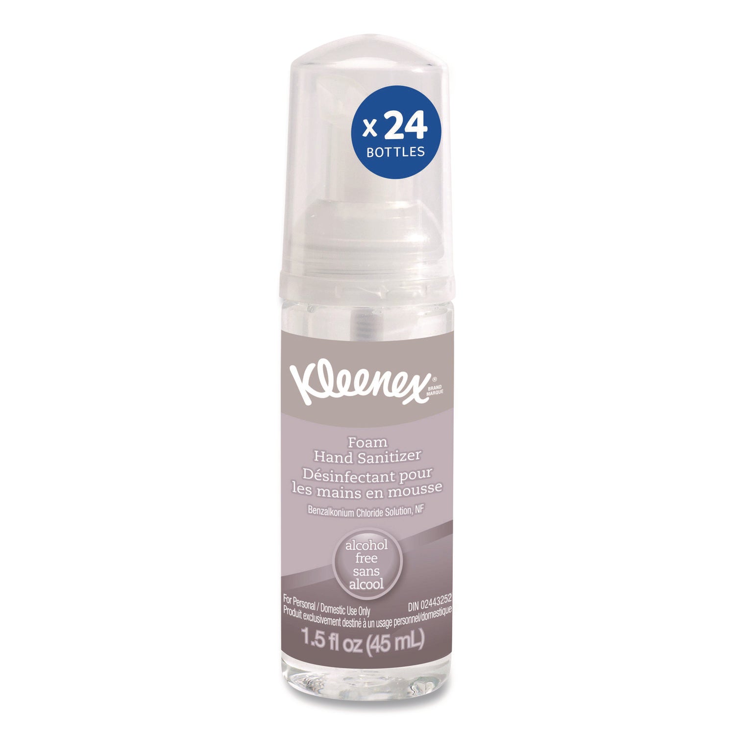 Alcohol-Free Foam Hand Sanitizer, 1.5 Oz Pump Bottle, Unscented, 24/carton