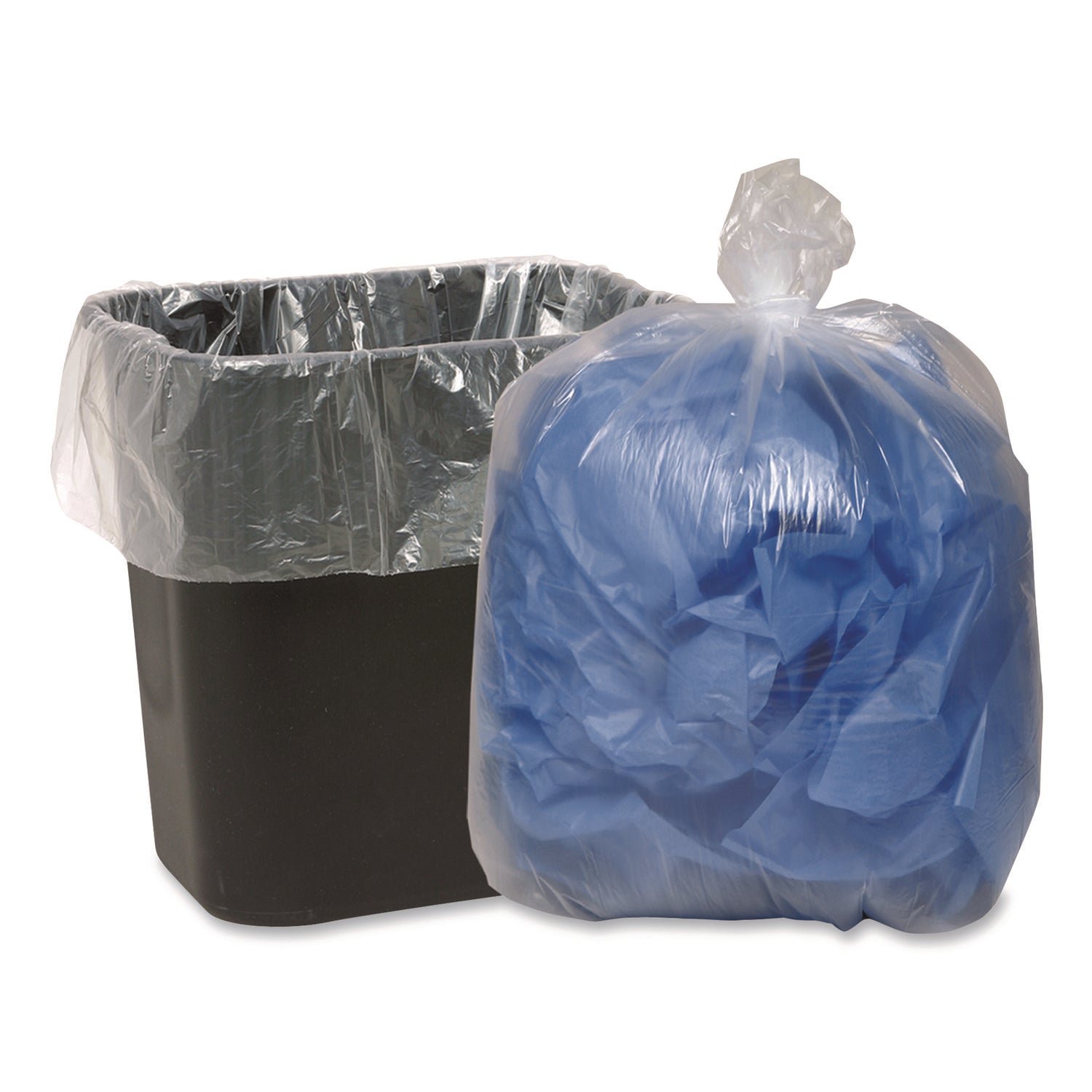 Linear Low Density Clear Recycled Can Liners, 23 gal, 1 mil, 28.5" x 43", Clear, 150/Carton