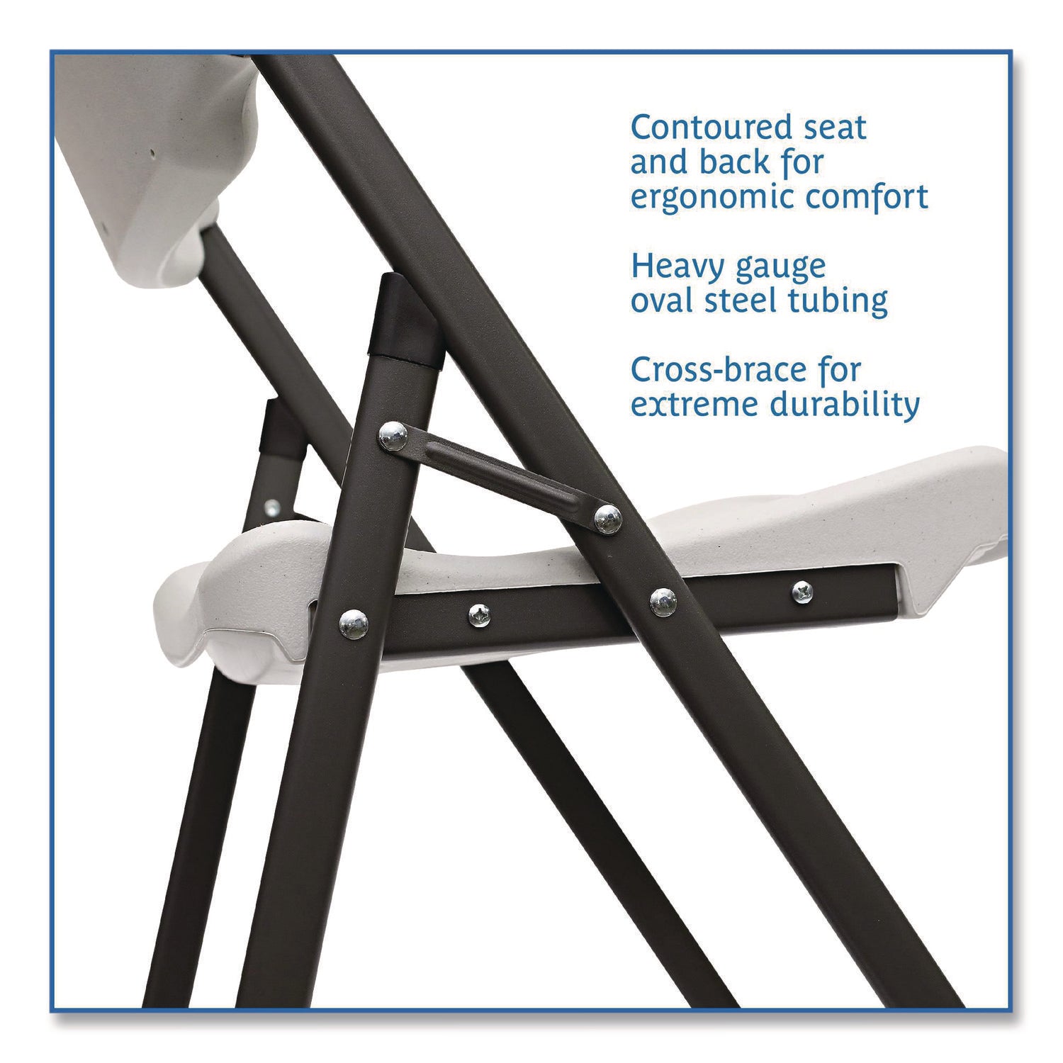 Rough n Ready® Commercial Folding Chair - Platinum Granite