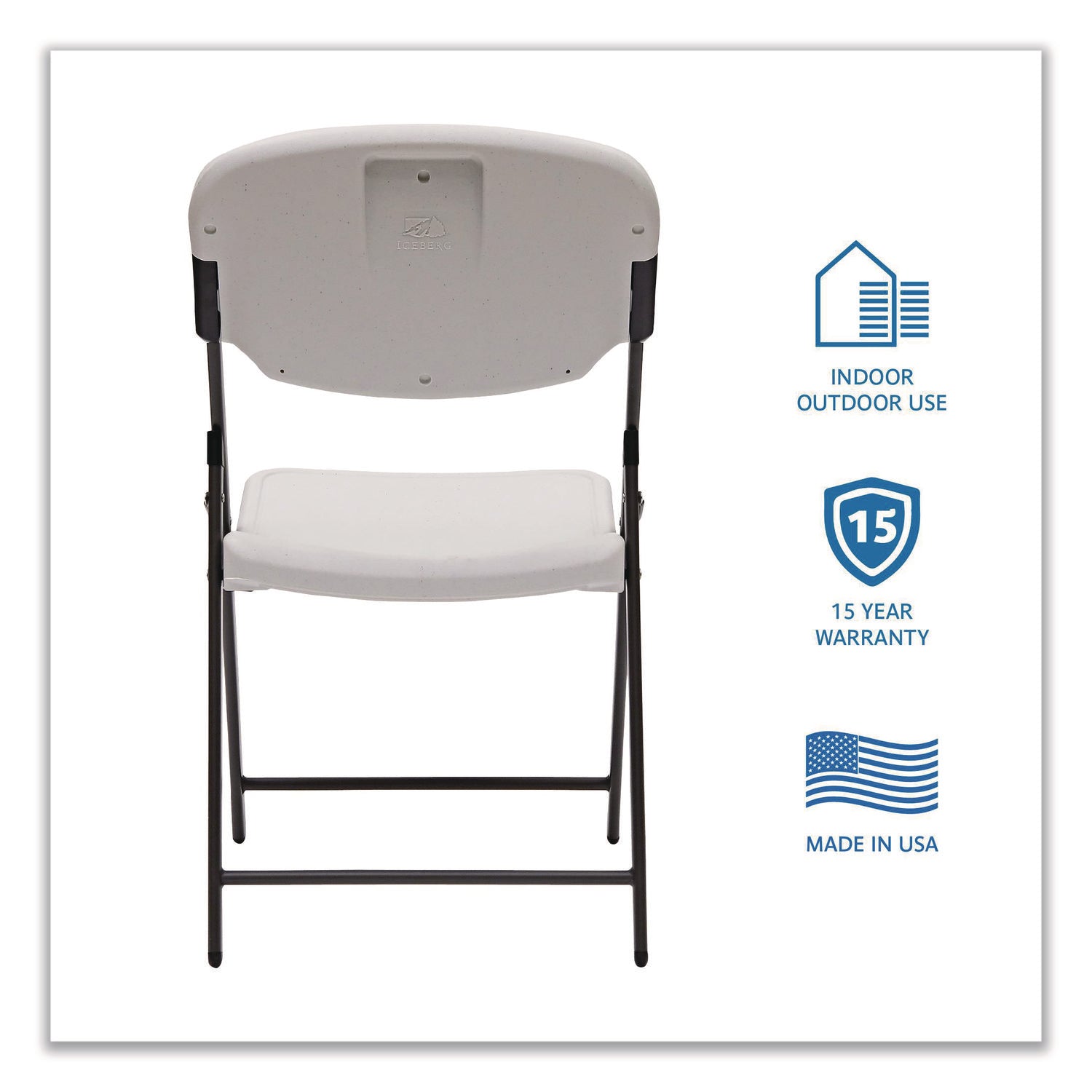 Rough n Ready® Commercial Folding Chair - Platinum Granite