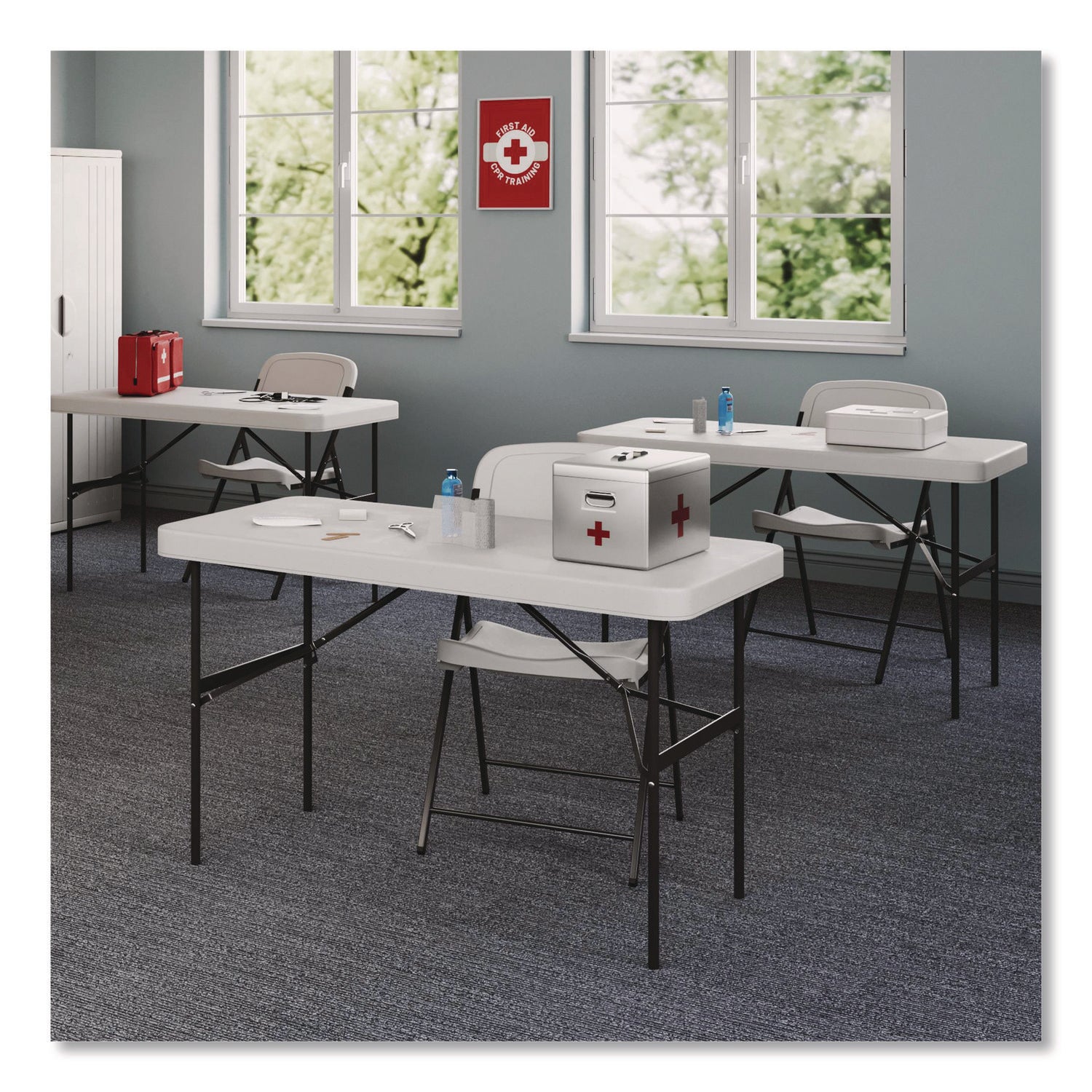 Rough n Ready® Commercial Folding Chair - Platinum Granite