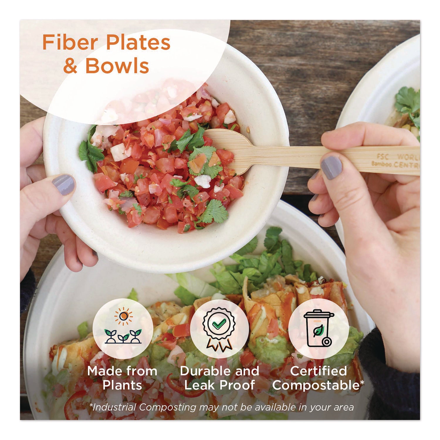 Fiber Barrel Bowls, 8 oz, Natural, 500/Carton
