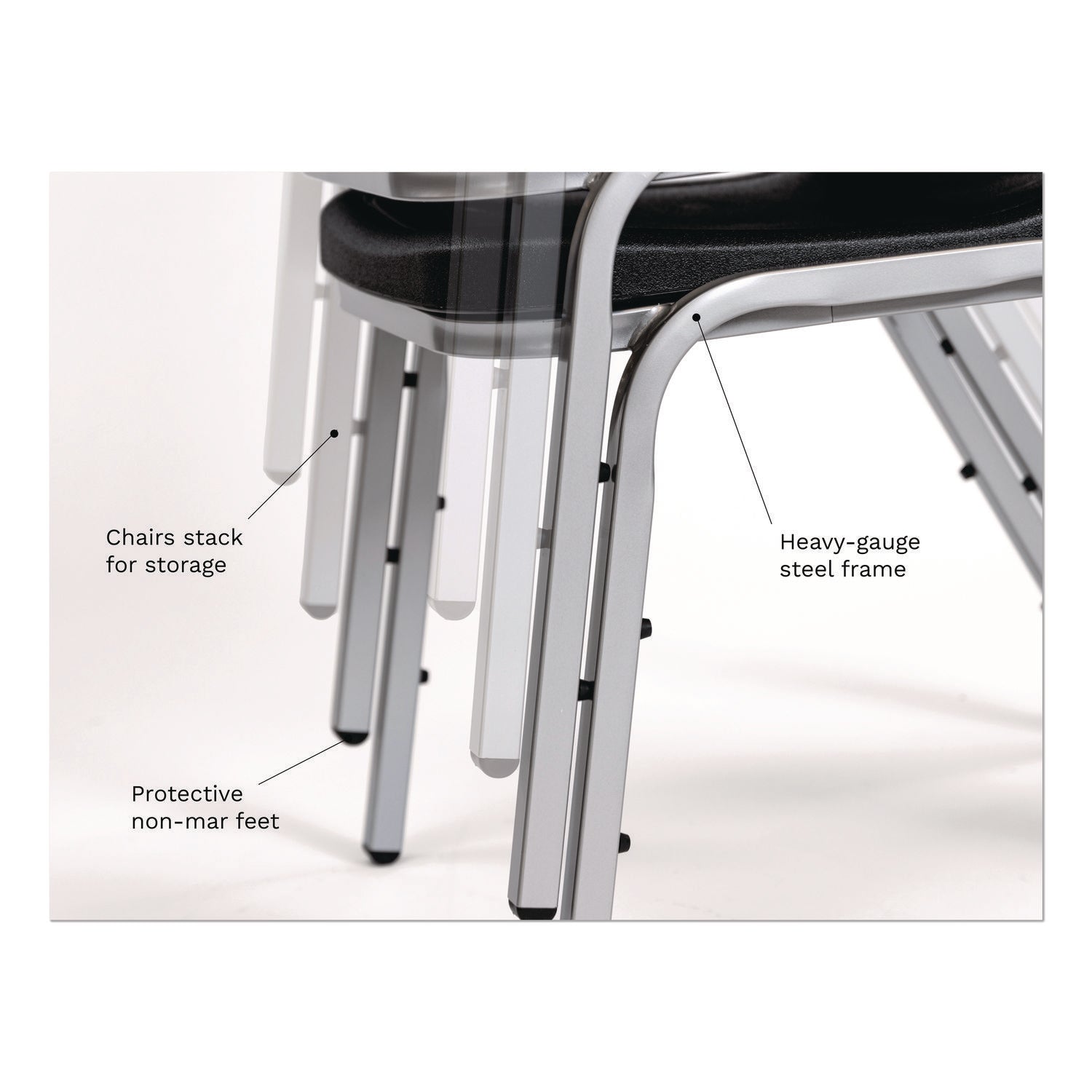 Rough n Ready® 4 Pack Stack Chair, Black