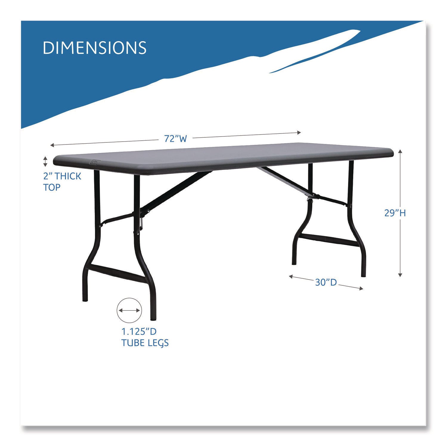 IndestrucTable® Industrial Folding Table, Charcoal - 30" x 72"