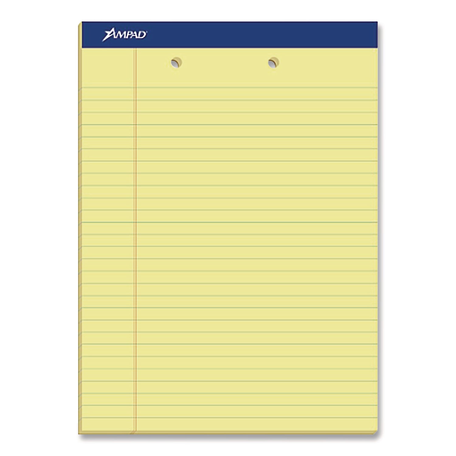 Perforated Writing Pads, Wide/legal Rule, 50 Canary-Yellow 8.5 X 11.75 Sheets, Dozen