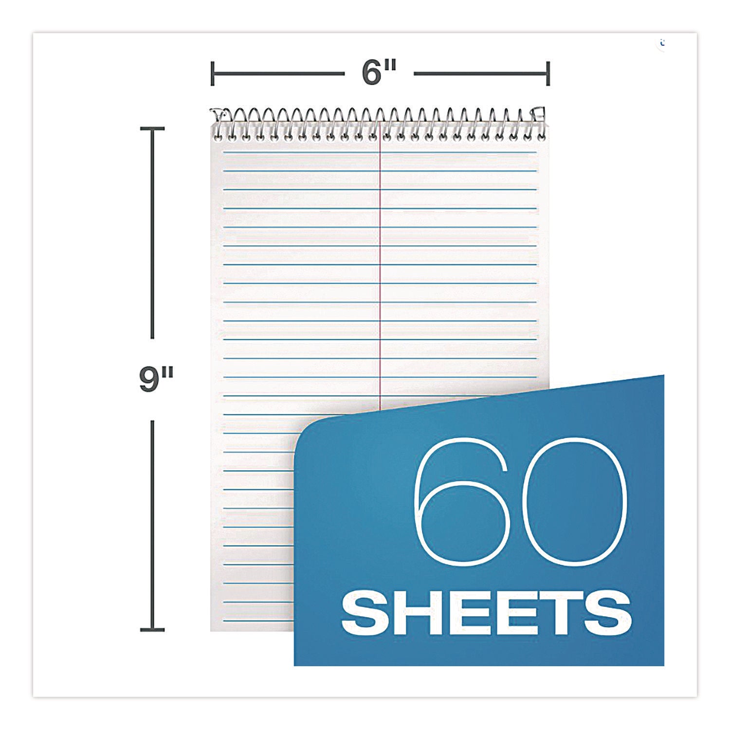 Steno Pads, Gregg Rule, White Cover, 60 Green-Tint 6 X 9 Sheets