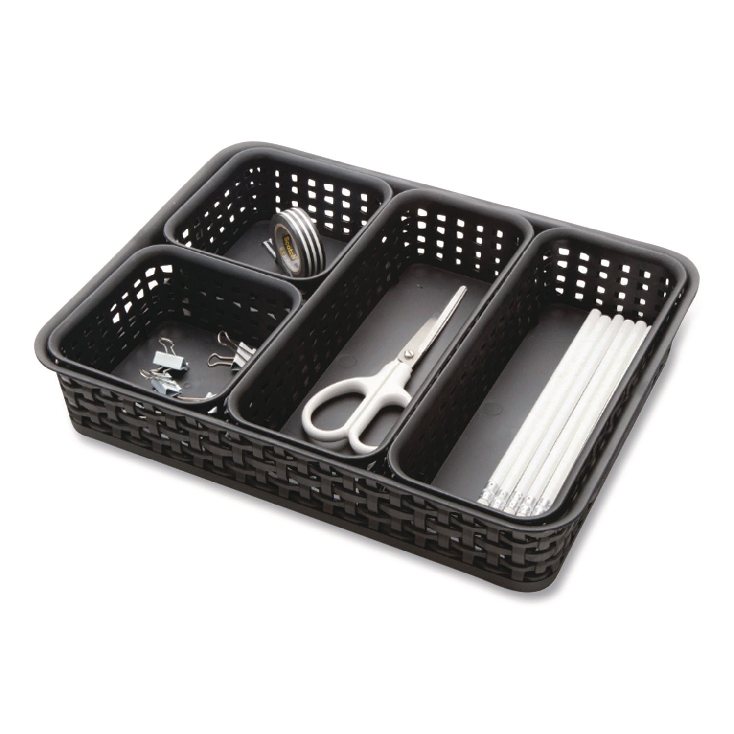 Plastic Weave Bin, Black, Pack of 10