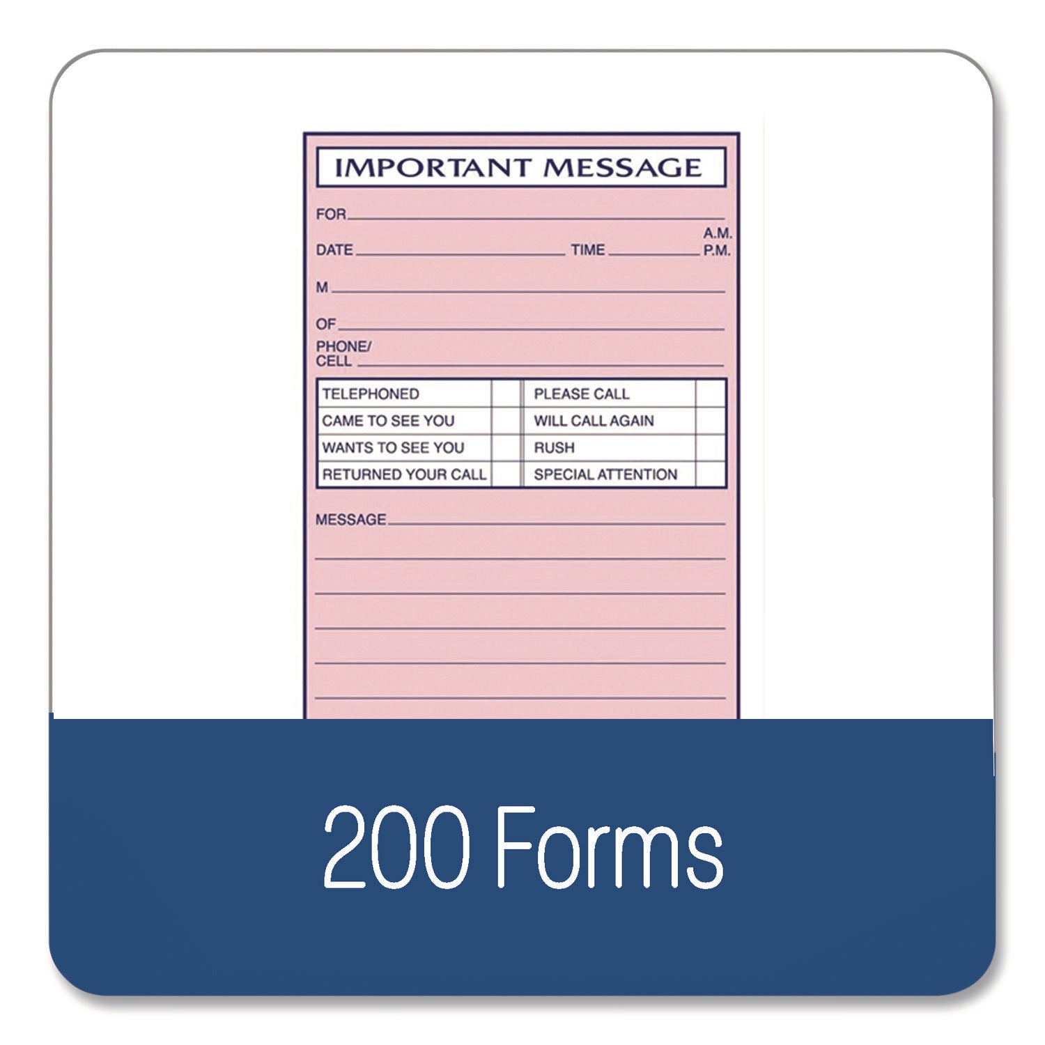 Important Message Book, Two-Part Carbonless, 4 Forms/Sheet, 200 Forms Total