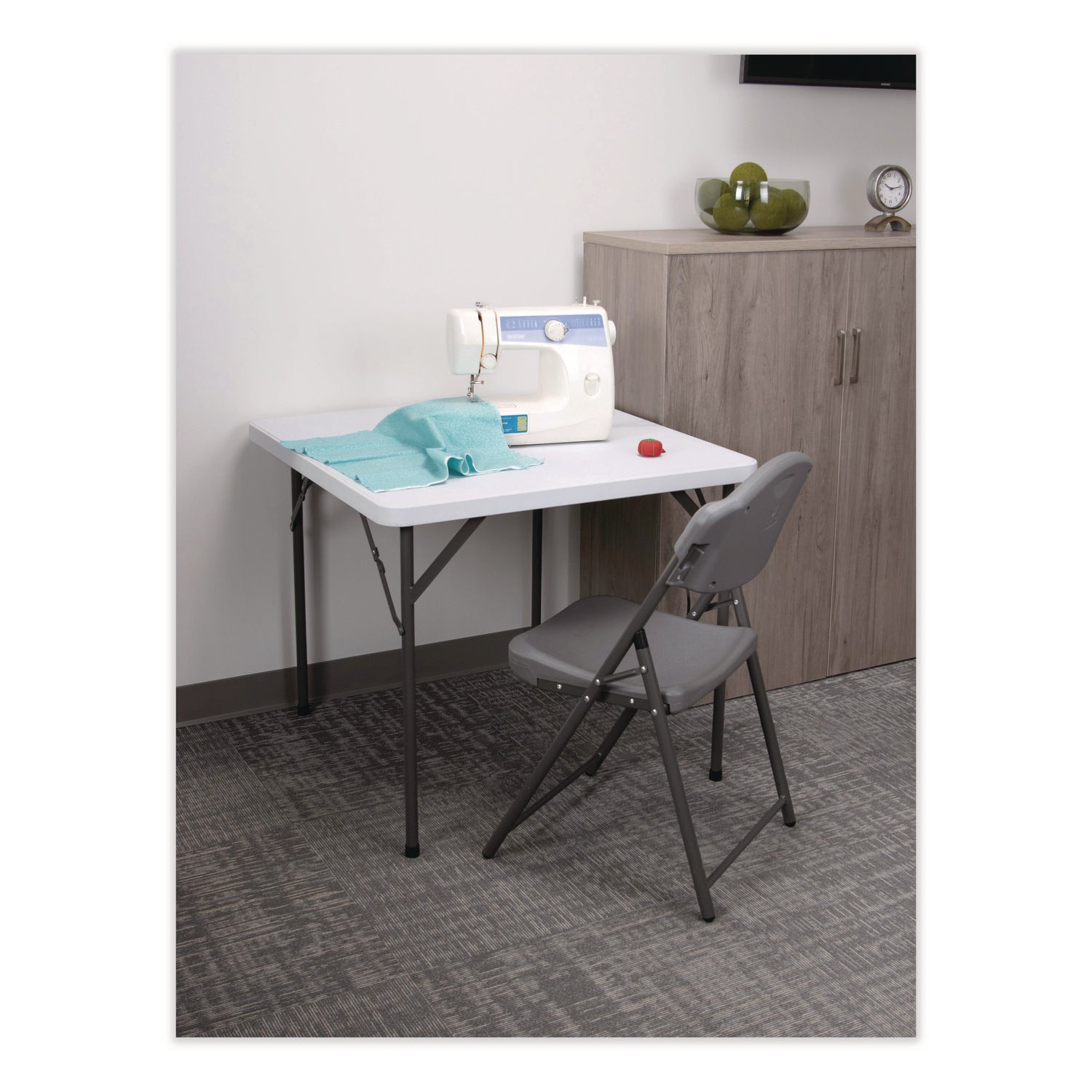IndestrucTable® Classic Folding Table, Platinum Granite - 34" Square