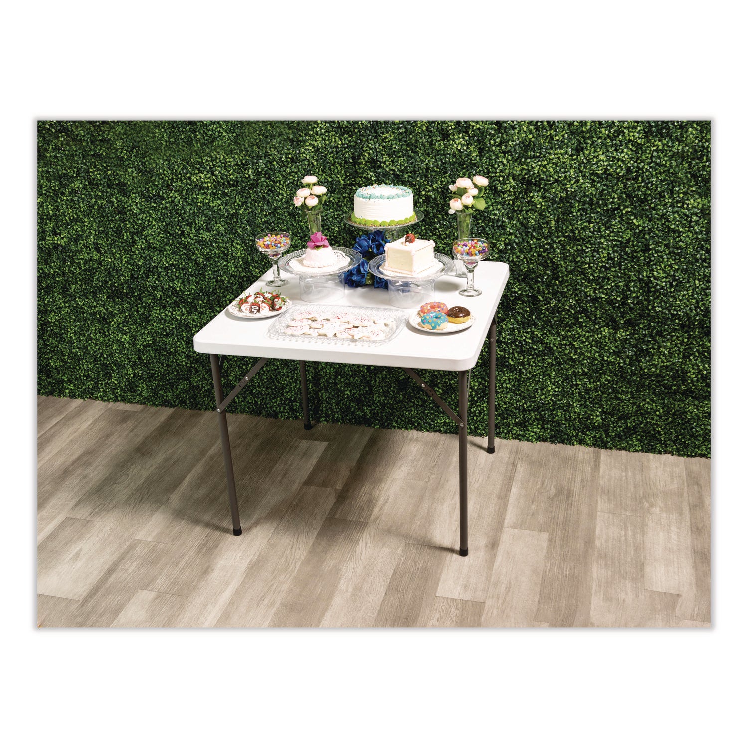IndestrucTable® Classic Folding Table, Platinum Granite - 34" Square