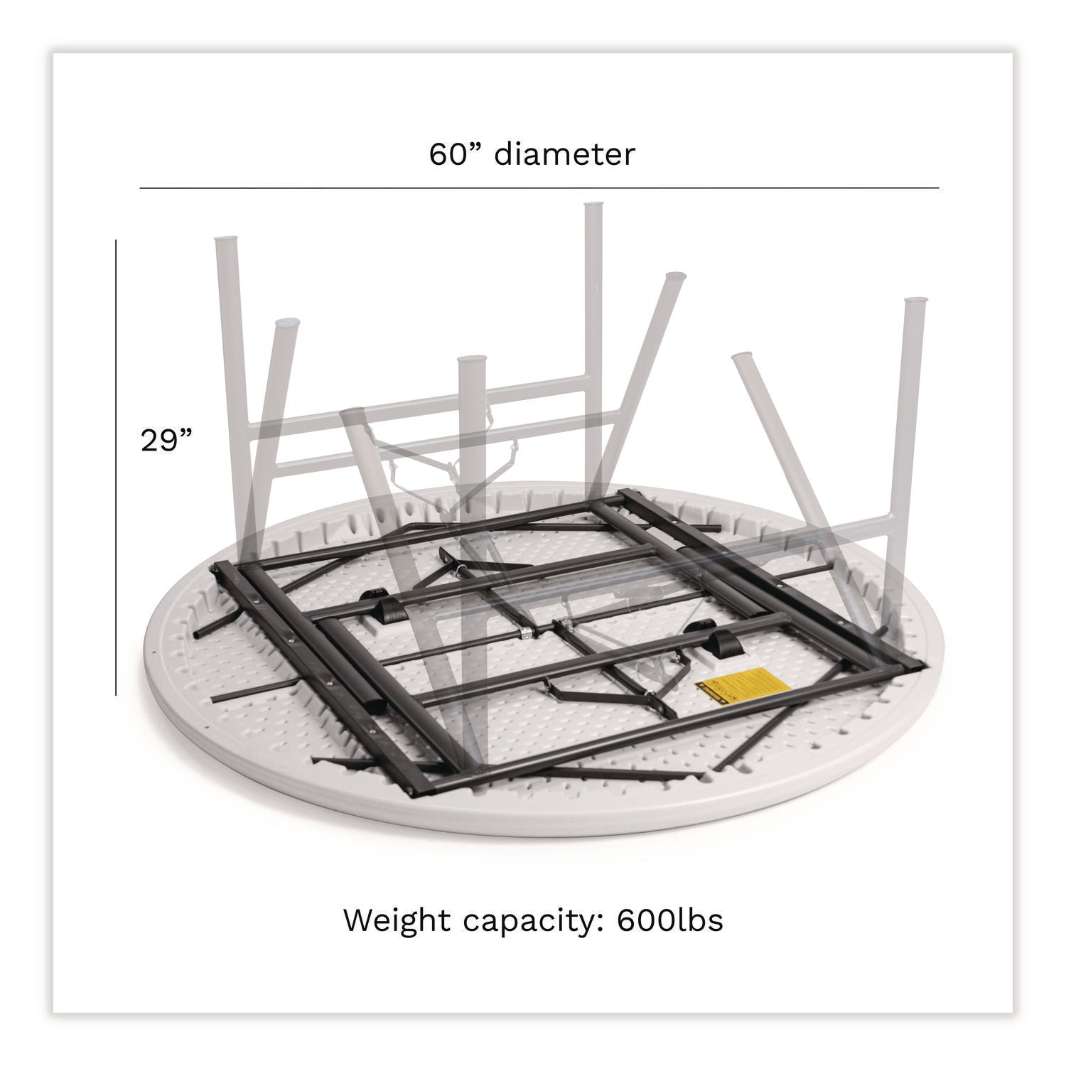 IndestrucTable® Classic Folding Table, Platinum Granite - 60" Round