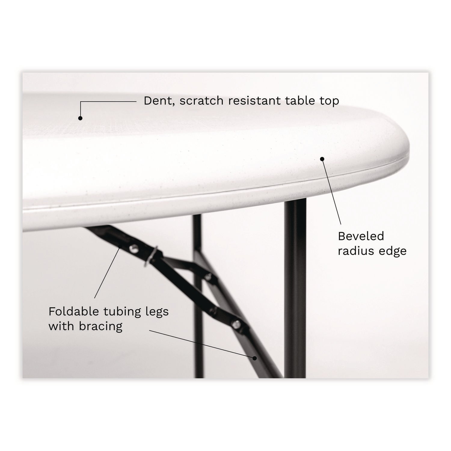 IndestrucTable® Classic Folding Table, Platinum Granite - 60" Round