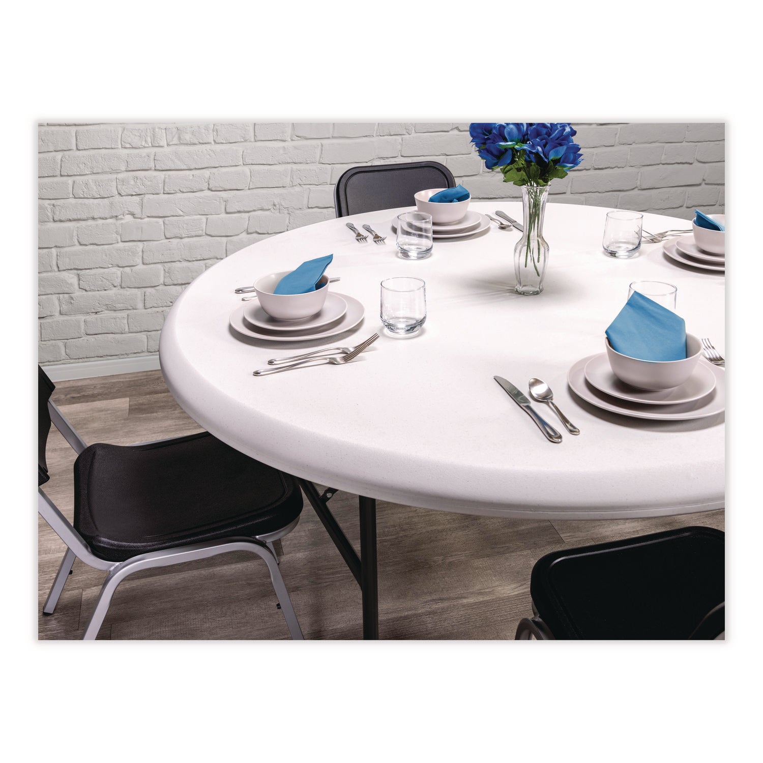 IndestrucTable® Classic Folding Table, Platinum Granite - 60" Round