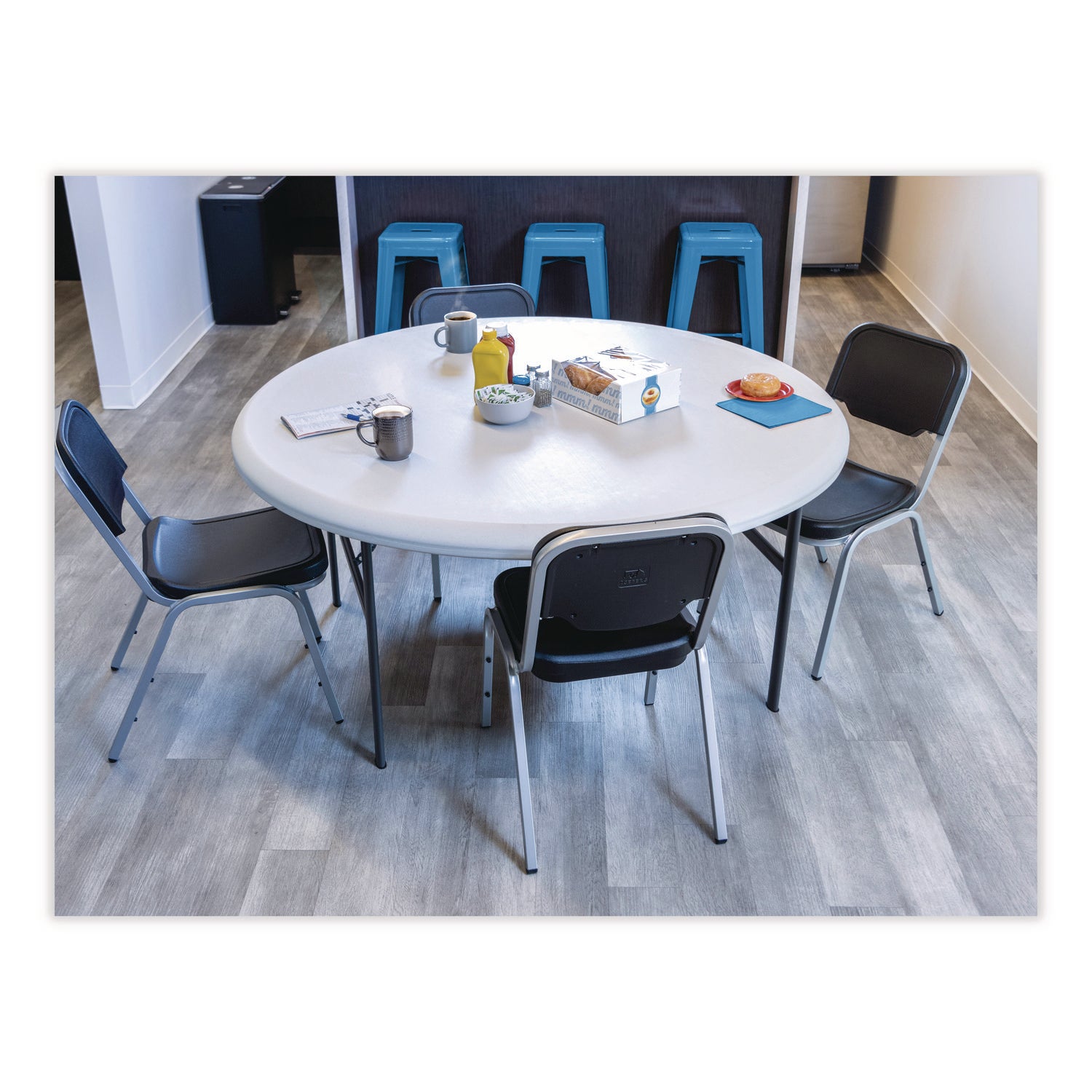 IndestrucTable® Classic Folding Table, Platinum Granite - 60" Round