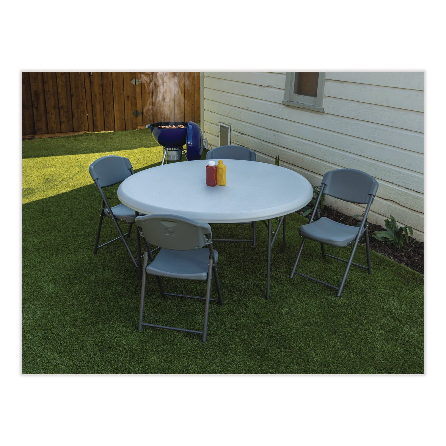 IndestrucTable® Classic Folding Table, Platinum Granite - 60" Round