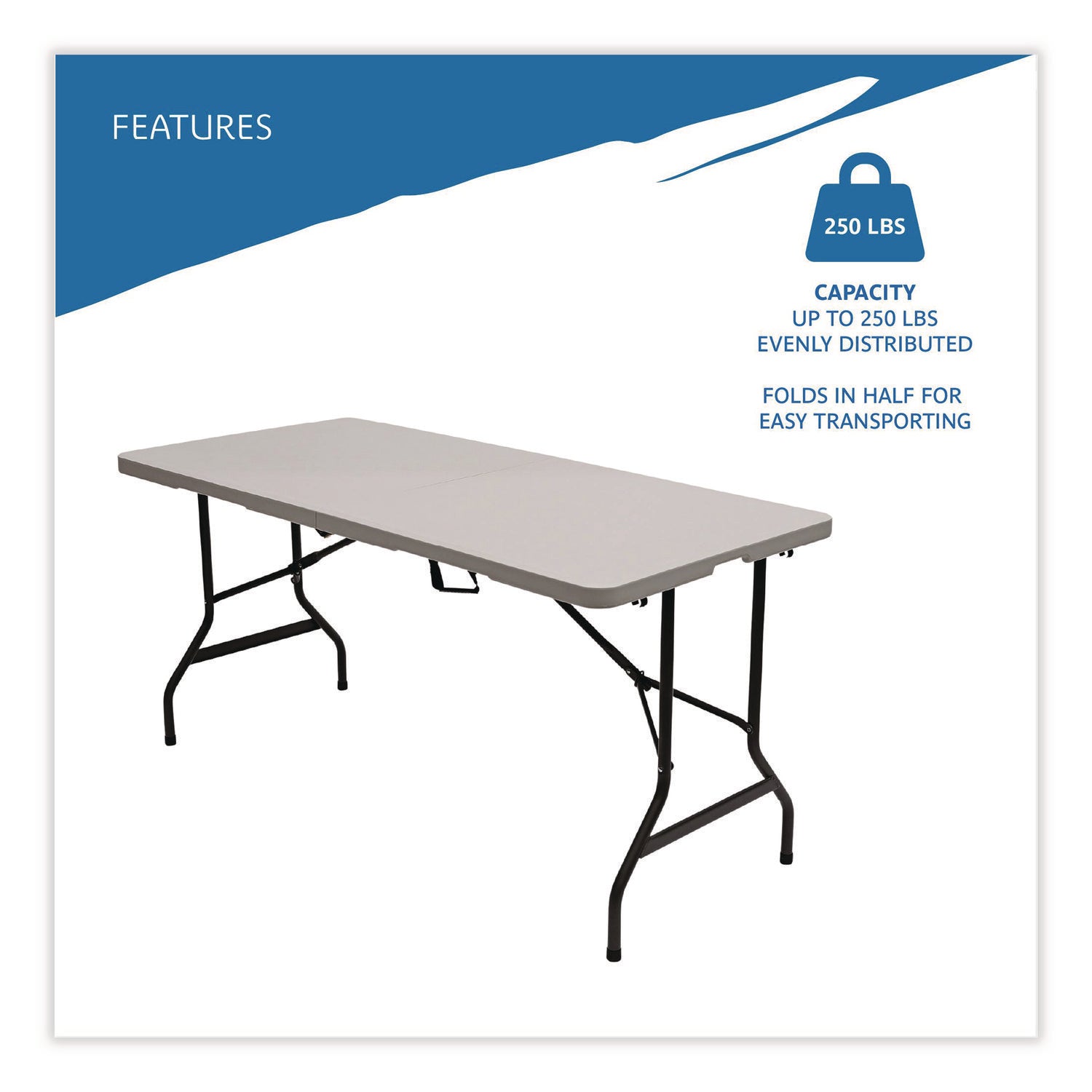 IndestrucTable® Classic Folding Table, Platinum Granite - 30x60 BiFold