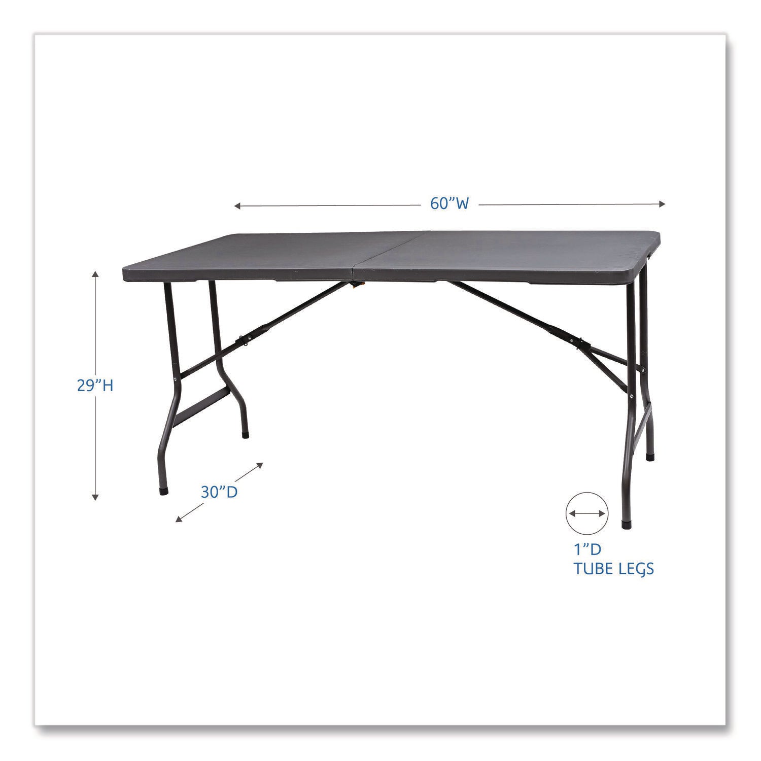 IndestrucTable® Classic Folding Table, Charcoal, 30" x 60" BiFold
