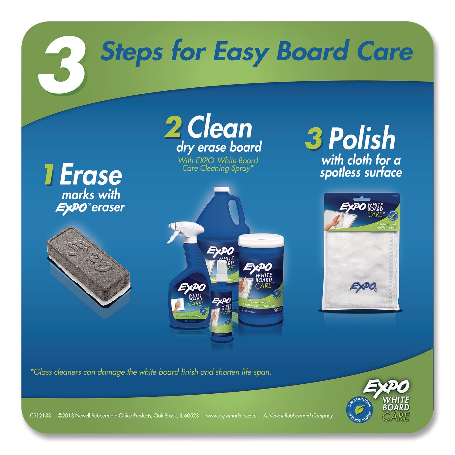 White Board CARE Dry Erase Surface Cleaner, 22 oz Spray Bottle, 12/Carton