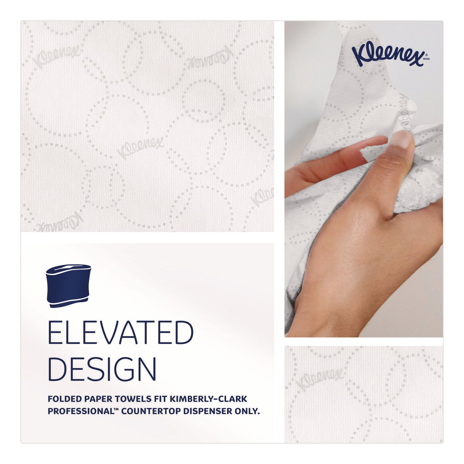 Multifold - 7.50" Width x 9.40" Length - Embossed Kleenex Brand Logo - White - 150/Pack - 1 Carton