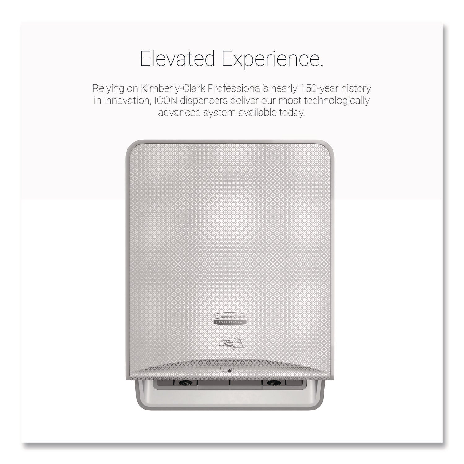Kimberly-Clark Professional ICON Auto Roll Towel Dispenser - Touchless Dispenser - 16.5" Height x 12.4" Width x 10.2" Depth - Silver Mosaic - Automatic, Hinged, Jam-free, Key Lock, Push Button, Long Lasting - 1 Each
