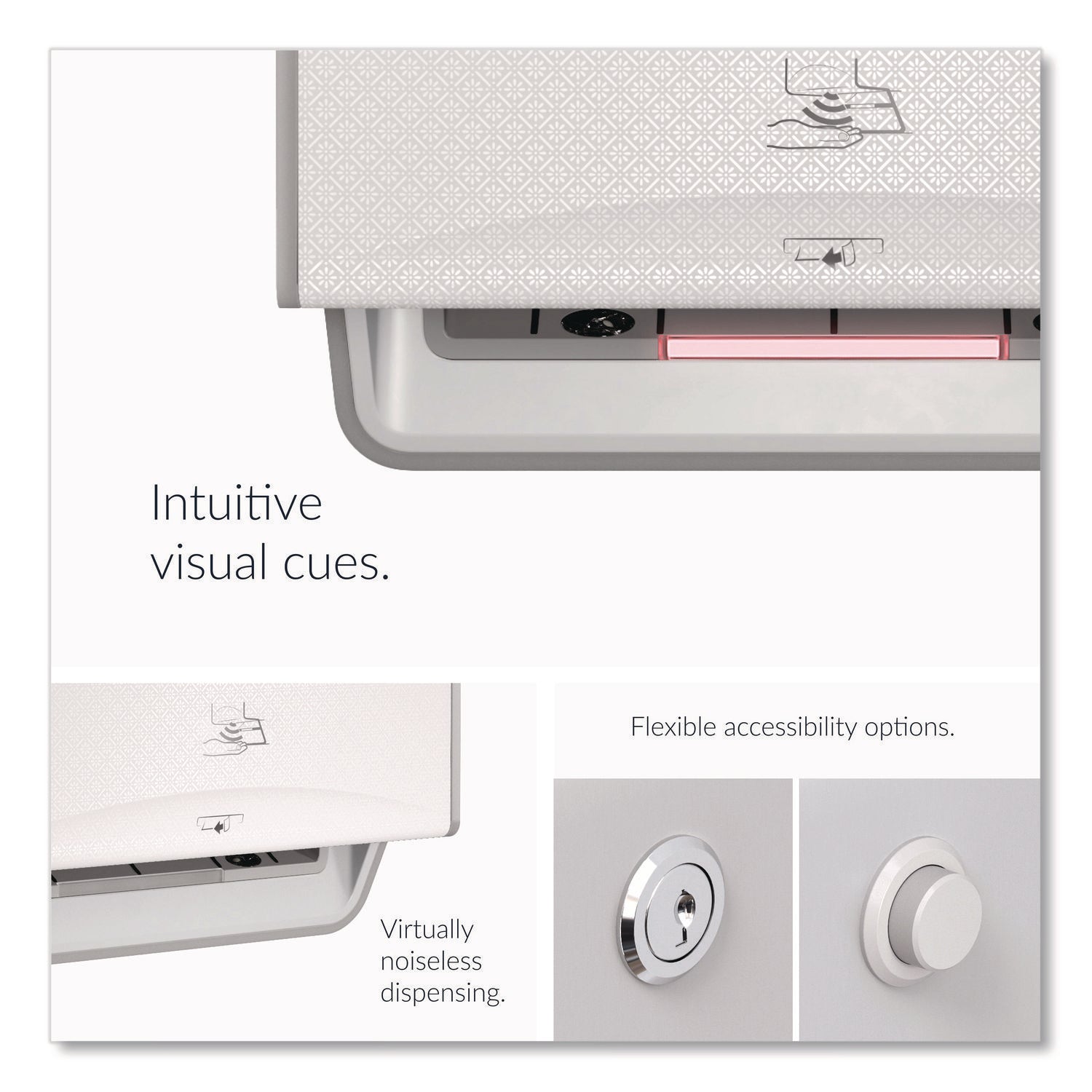 Kimberly-Clark Professional ICON Auto Roll Towel Dispenser - Touchless Dispenser - 16.5" Height x 12.4" Width x 10.2" Depth - White Mosaic - Automatic, Hinged, Jam-free, Key Lock, Push Button, Long Lasting - 1 Each