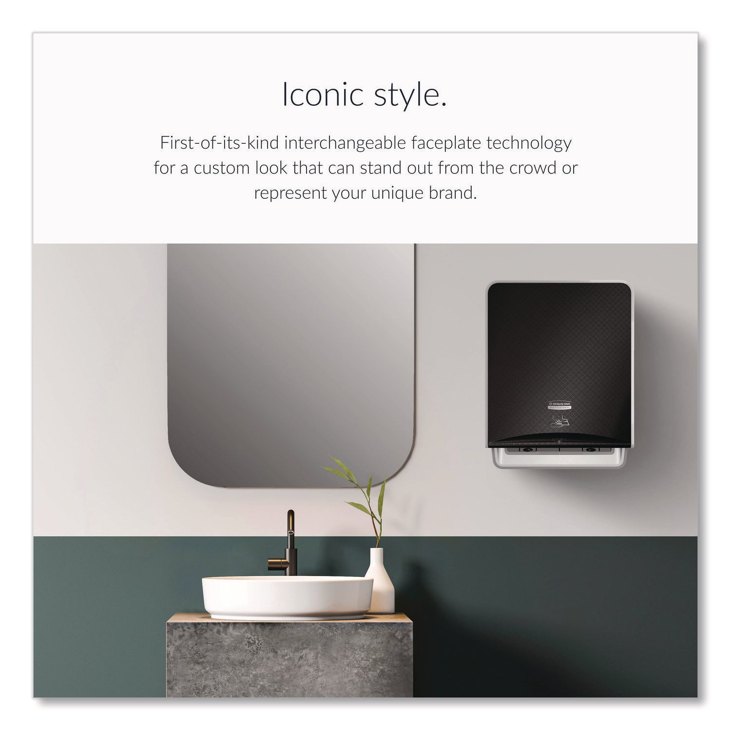 Kimberly-Clark Professional ICON Auto Roll Towel Dispenser - Touchless Dispenser - 16.5" Height x 12.4" Width x 10.2" Depth - Black Mosaic - Automatic, Hinged, Jam-free, Key Lock, Push Button, Long Lasting - 1 Each