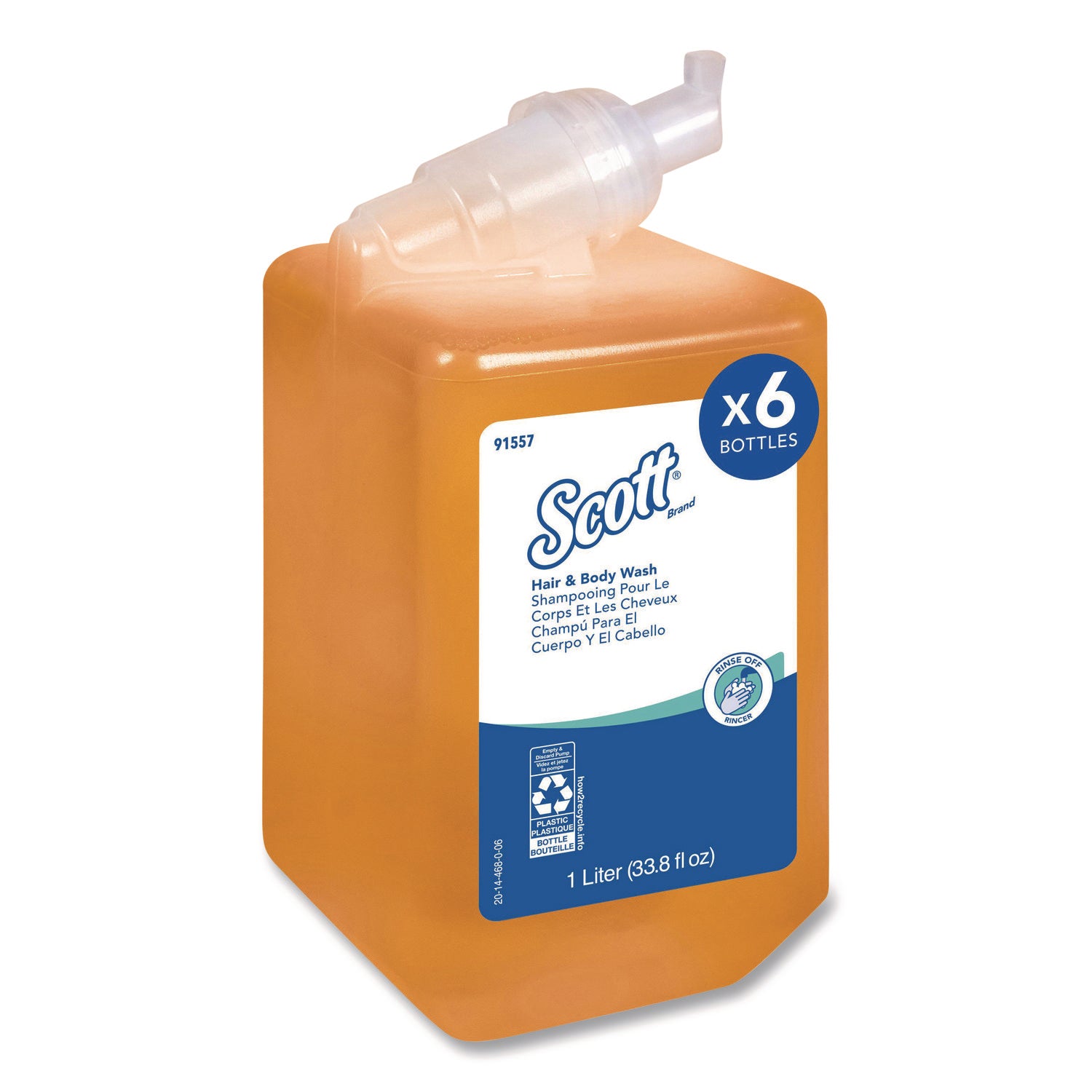 Citrus Scent - 33.8 fl oz (1000 mL) - Hair, Body - Yellow - Pleasant Scent, Residue-free - 6 / Carton