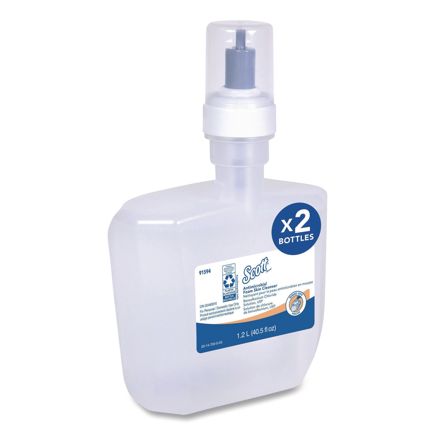 Scott&reg; Antimicrobial Foam Skin Cleanser - 1.27 quart - Skin - Antibacterial - Clear - 2 / Carton