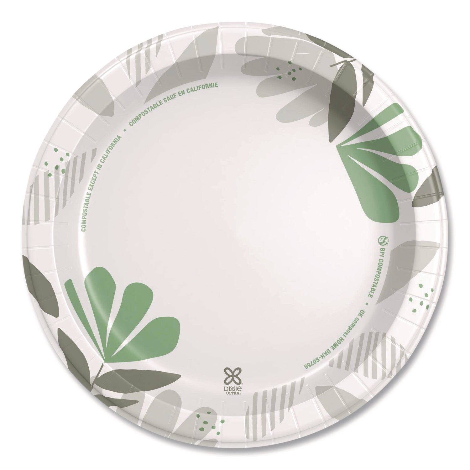 Dixie Ultra&reg; Pathways 10-1/16" Heavyweight Paper Plates by GP Pro - Serving - Pathways - Microwave Safe - 10.1" Diameter - White - Paper Body - 125 / Pack