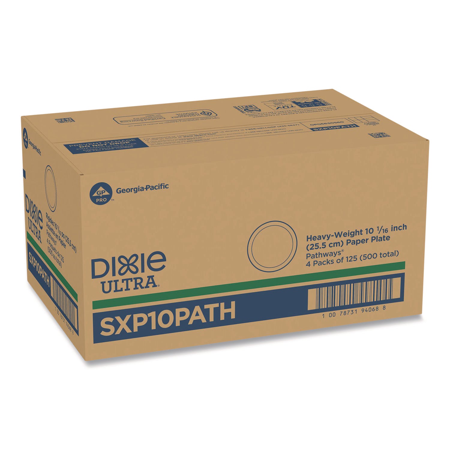 Dixie Ultra&reg; Pathways 10-1/16" Heavyweight Paper Plates by GP Pro - Serving - Pathways - Microwave Safe - 10.1" Diameter - White - Paper Body - 125 / Pack