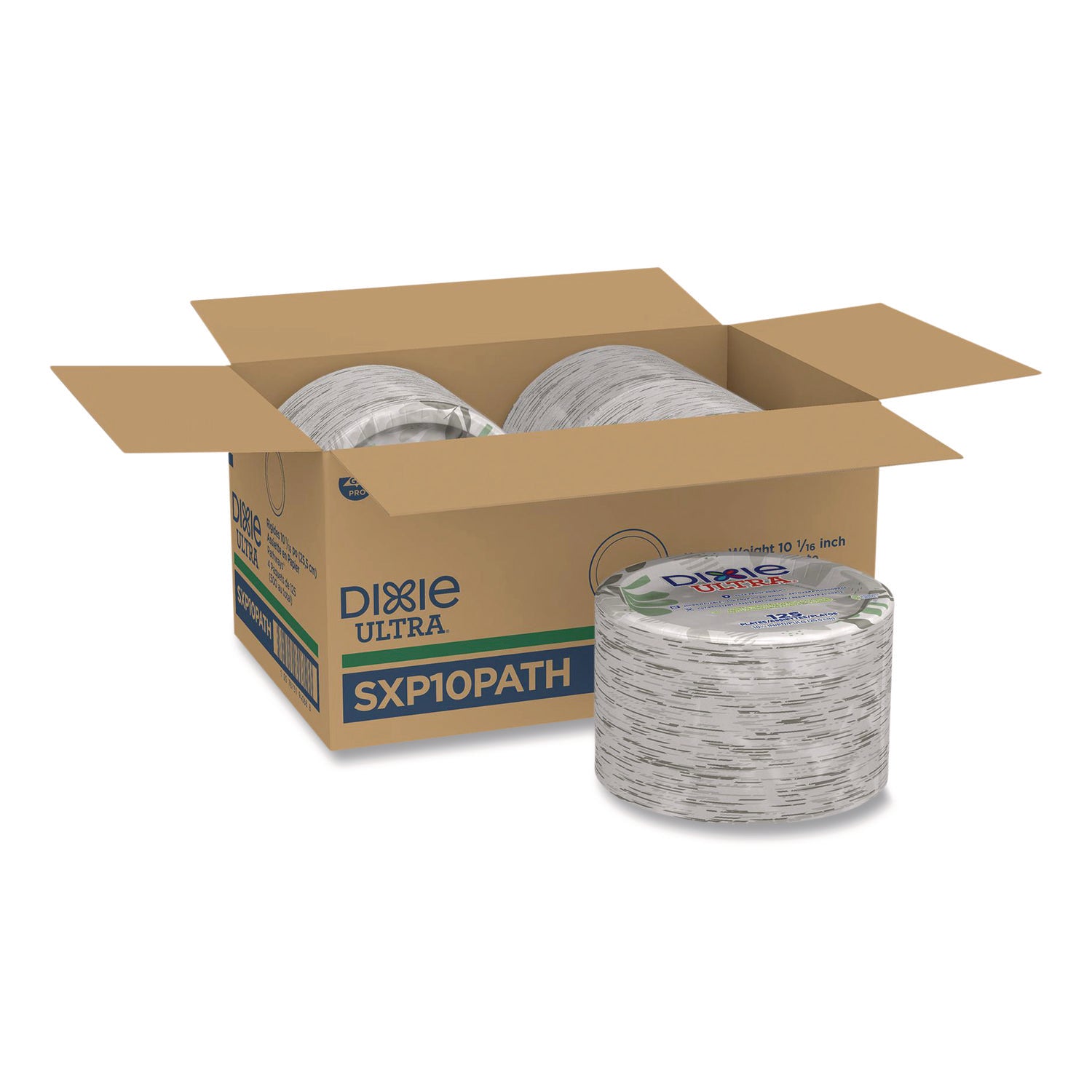 Dixie Ultra&reg; Pathways 10-1/16" Heavyweight Paper Plates by GP Pro - Serving - Pathways - Microwave Safe - 10.1" Diameter - White - Paper Body - 125 / Pack