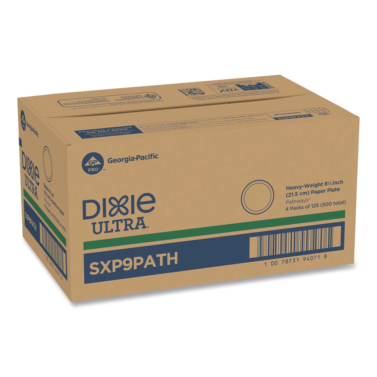 Dixie Ultra&reg; Pathways 8-1/2" Heavyweight Paper Plates by GP Pro - Serving - Pathways - Microwave Safe - 8.5" Diameter - White, Green, Burgundy, Multicolor - Paper Body - Round - 125 / Pack