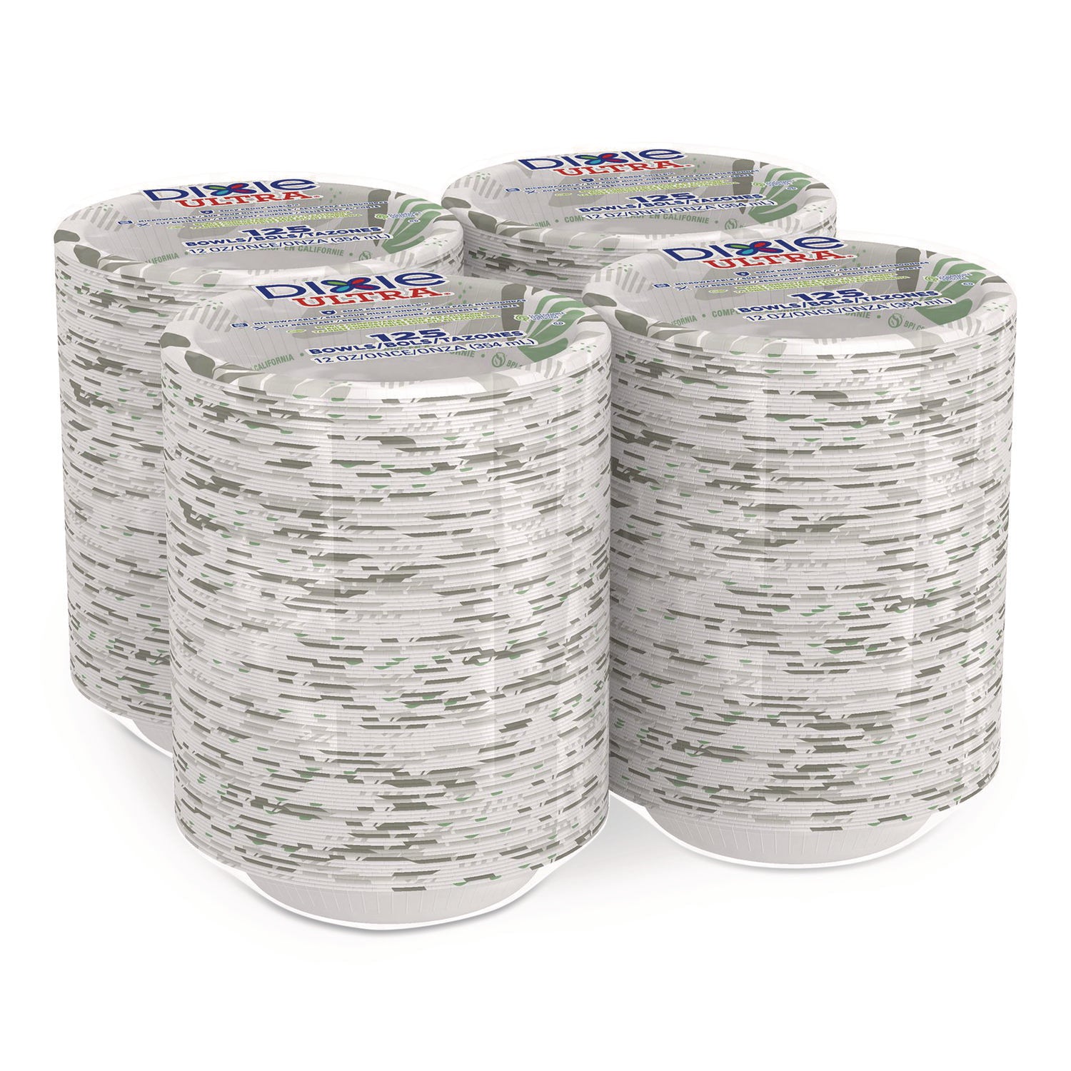 Dixie Ultra&reg; Pathways 12 oz Heavyweight Paper Bowls by GP Pro - Pathways - Disposable - Microwave Safe - White - Paper Body - 125 / Pack