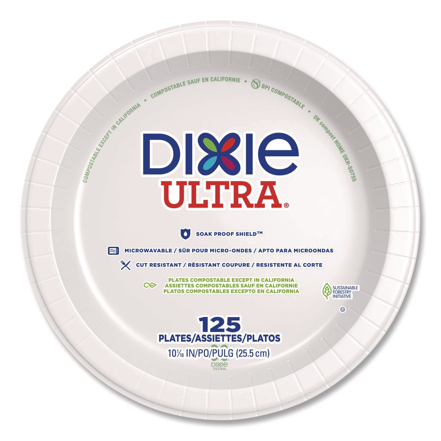 Food - Disposable - 10" Diameter - White - Paper Body - Round - 500 / Case