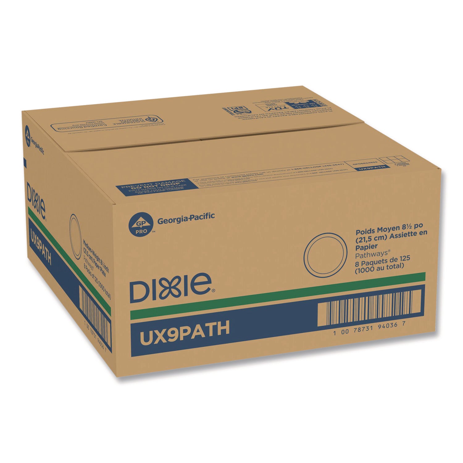 8.5" Diameter - White - Paper Body - 125/Pack - 8 / Carton