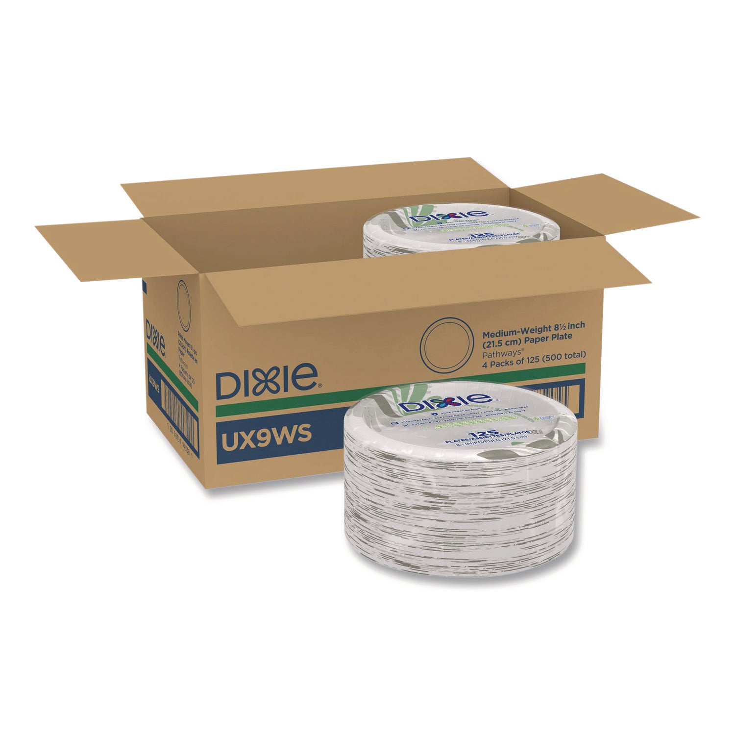 Dixie Pathways 8-1/2" Mediumweight Paper Plates by GP Pro - Pathways - Microwave Safe - 8.5" Diameter - White - Paper Body - 125 / Pack